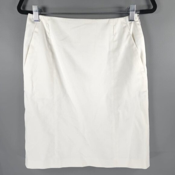 MaxMara Portugal 🇵🇹 Made 11010492 Lined White Skirt with Pockets Back Slit 6 - Picture 2 of 11